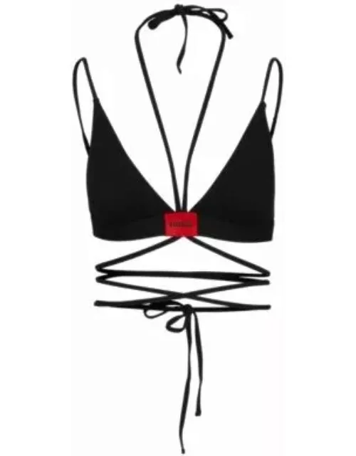 Quick-dry bikini top with wraparound ties- Black Women's Swimwear