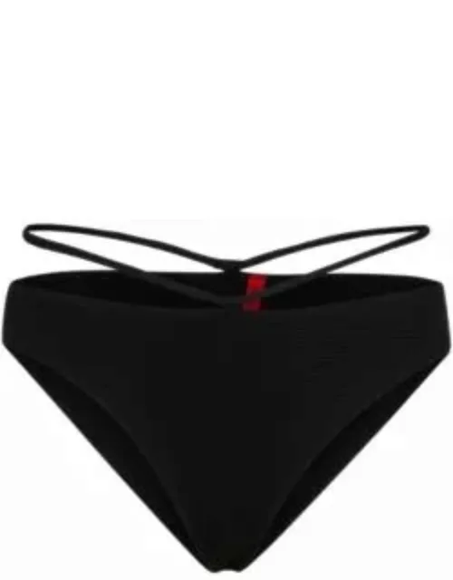 Structured-jersey bikini bottoms with strap details- Black Women's All Clothing