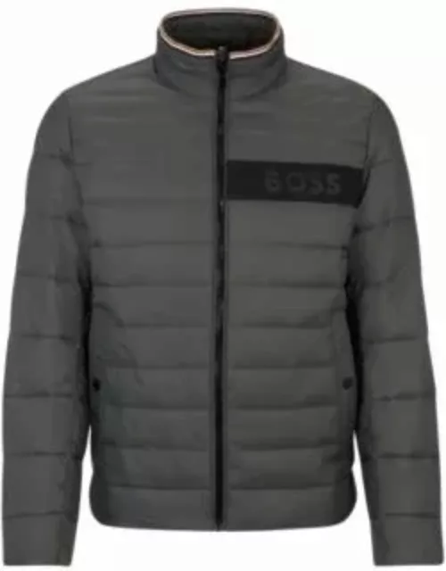 Water-repellent padded jacket with 3D logo tape- Grey Men's Jackets and Coat