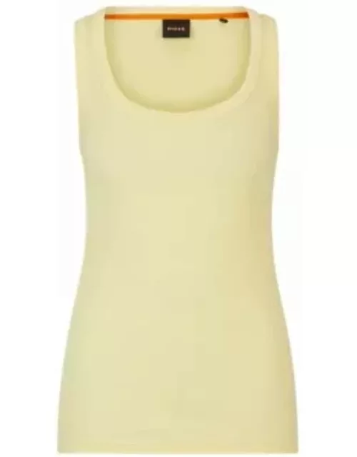 Stretch-cotton slim-fit vest with ribbed structure- Light Yellow Women's Casual Top