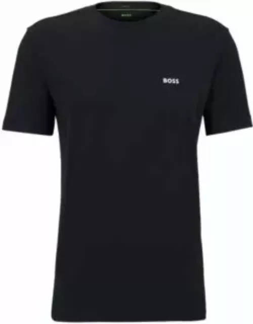 Stretch-cotton regular-fit T-shirt with contrast logo- Dark Blue Men's T-Shirt