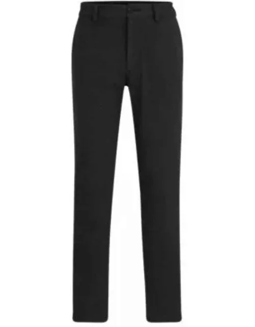 Slim-fit trousers in structured performance-stretch material- Black Men's Casual Pant