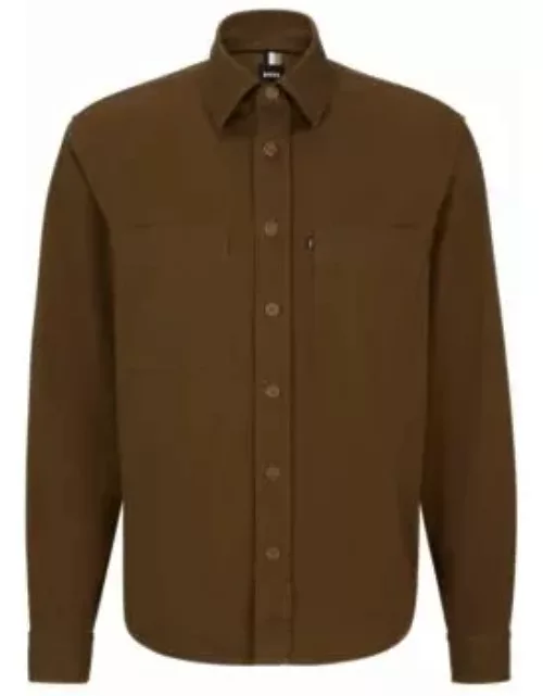 Relaxed-fit overshirt in heavy cotton twill- Light Brown Men's Casual Shirt