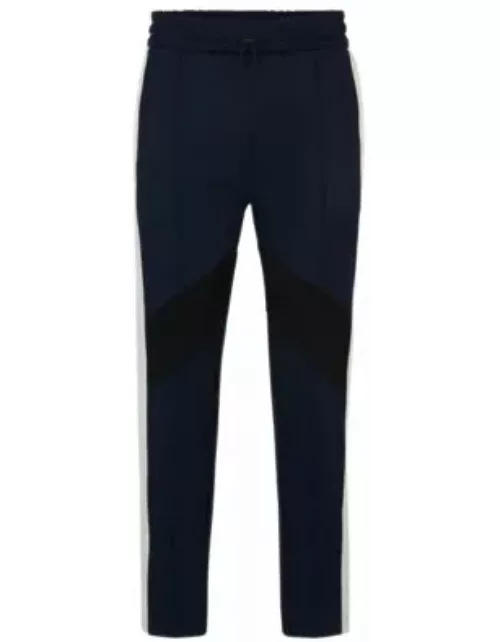 Relaxed-fit tracksuit bottoms with color-blocking- Dark Blue Men's Jogging Pant