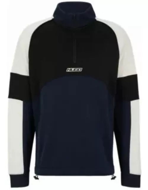 Color-blocked sweatshirt with racing-inspired logo badge- Dark Blue Men's Tracksuit