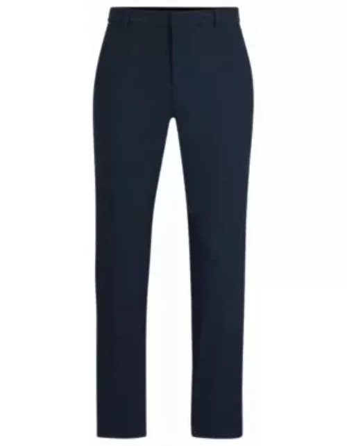 Slim-fit trousers in micro-patterned performance-stretch jersey- Dark Blue Men's Suit Separate
