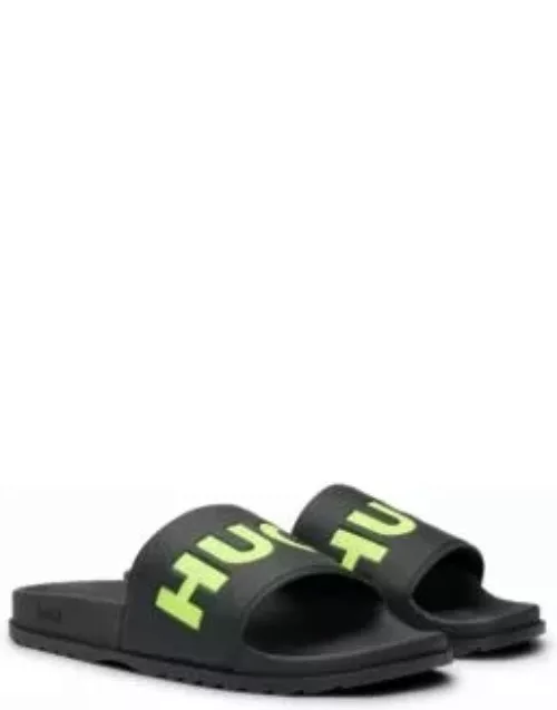 Slides with logo strap- Black Men's Sandal
