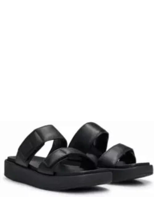 Faux-leather slip-on sandals with padded straps- Black Women's Sandal
