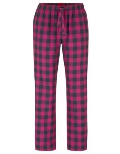 Drawstring pajama bottoms in checked cotton flannel- Dark pink Women's Underwear, Pajamas, and Sock