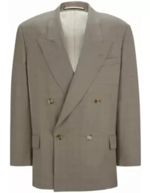 Relaxed-fit jacket in checked virgin-wool serge- Beige Men's Sport Coat