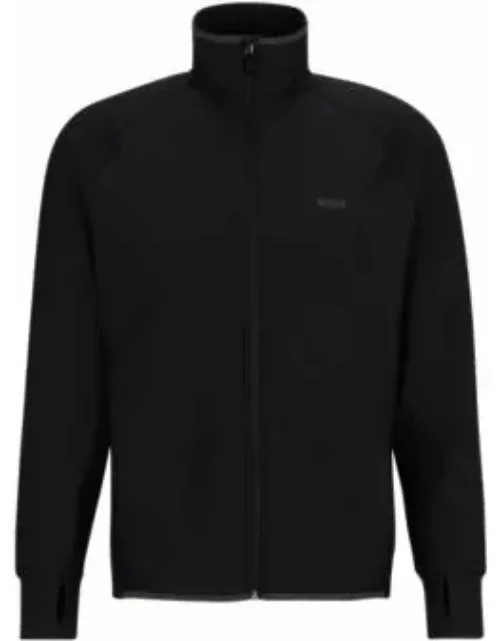 Zip-up sweatshirt with decorative reflective logo- Black Men's Tracksuit