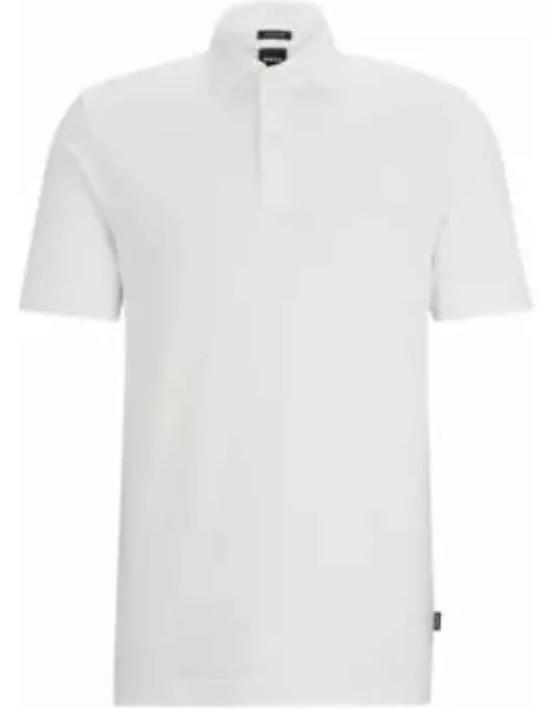 Regular-fit polo shirt in cotton and linen- White Men's Polo Shirt