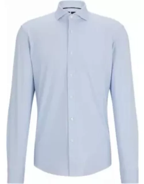 Regular-fit shirt in structured performance-stretch material- Blue Men's Shirt