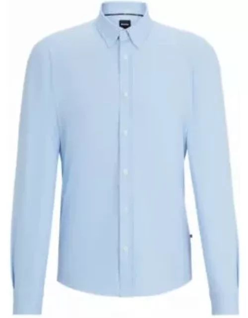 Regular-fit shirt in patterned performance-stretch dobby- Light Blue Men's All Clothing
