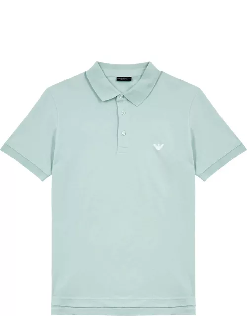 Emporio Armani Logo-embroidered Stretch-cotton Polo Shirt - Mint