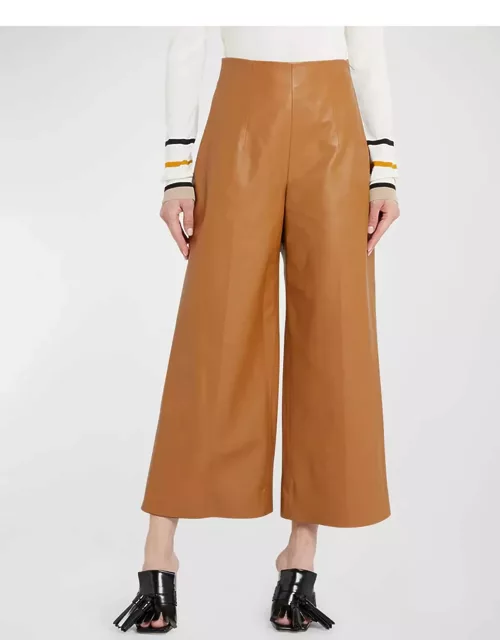 Wide-Leg Leather Trouser