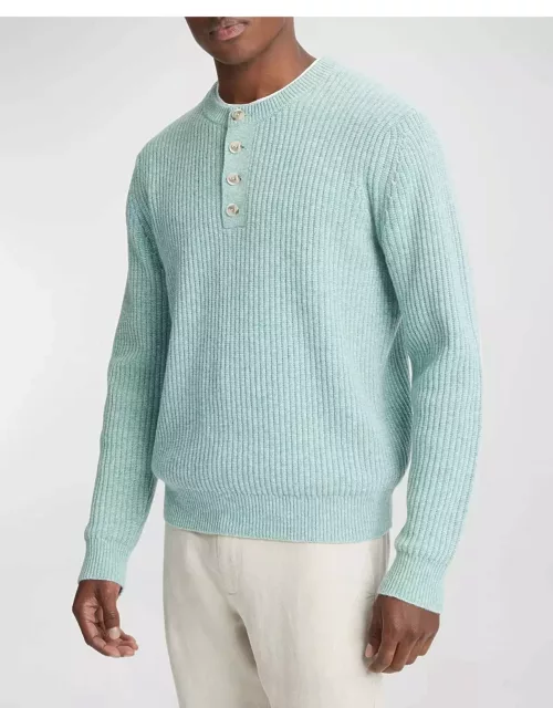 Men's Textured Rib Henley Sweater