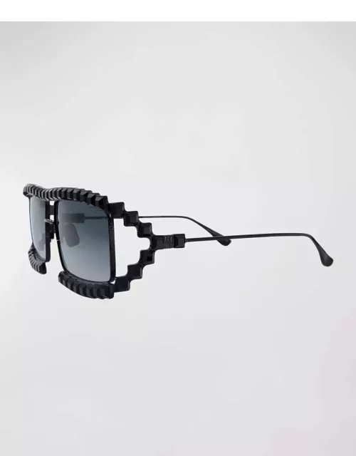 Crystal Boo Black Titanium Aviator Sunglasse