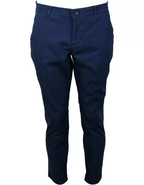 Armani Collezioni Stretch Cotton Trousers With Welt Pockets And Zip And Button Closure