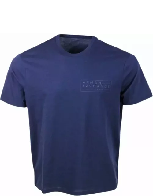 Armani Collezioni Crew-neck, Short-sleeved T-shirt In Soft Cotton With Tone-on-tone Logo On The Chest