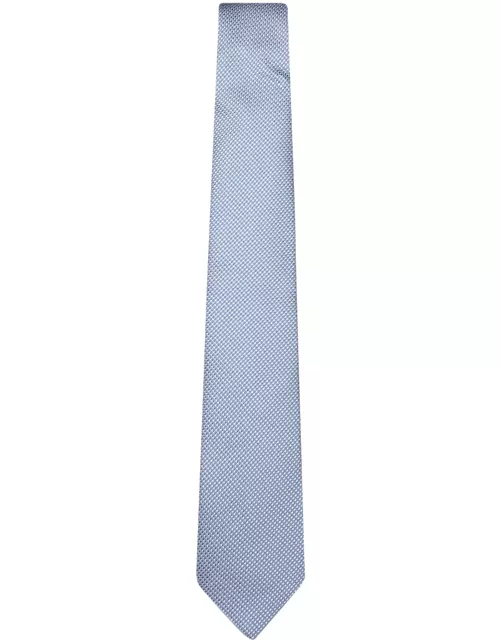Brioni Geometric White/light Blue Tie