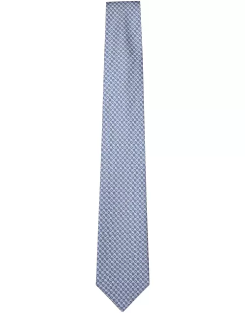 Brioni Geometric Micropattern Light Blue/white Tie
