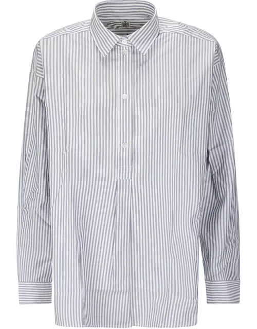 Totême Striped Half-placket Shirt