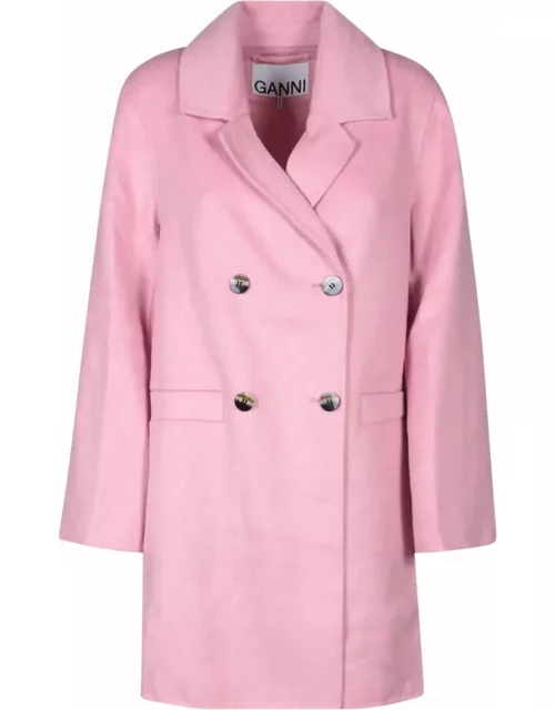 Ganni Pink Midi Coat