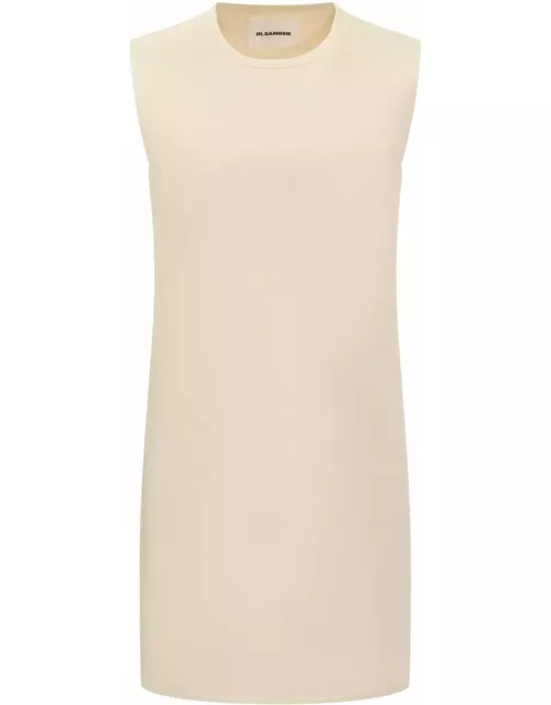 Jil Sander White Sleeveless White Dress In Cotton Woman