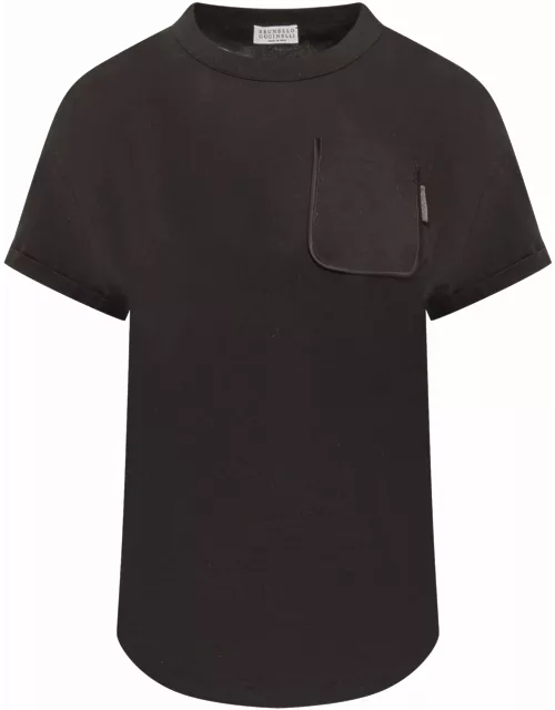 Brunello Cucinelli Cotton Jersey T-shirt With Shiny Tab