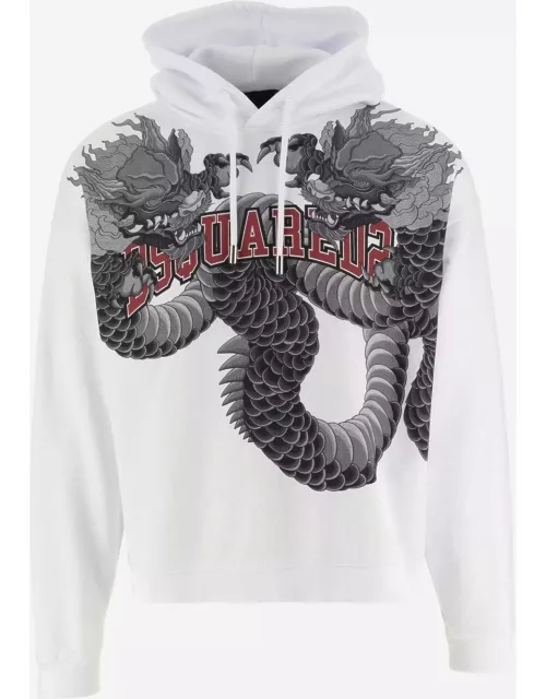 Dsquared2 Logo Printed Cotton Hoodie