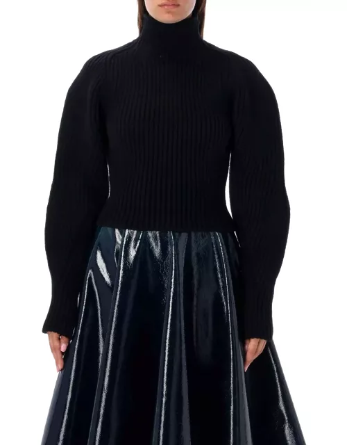 Alaia High-neck Knit Balloon-sleeved Sweater