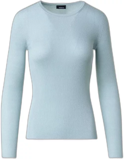 Silk Cotton Seamless Rib Fitted Sweater