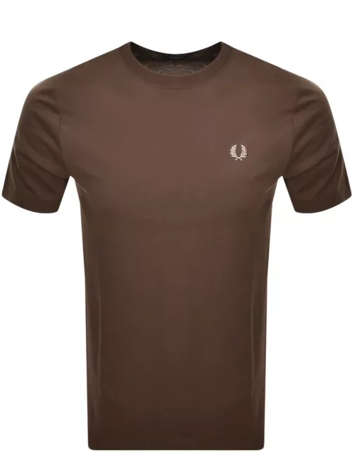 Fred Perry Crew Neck T Shirt Brown