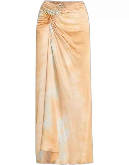 Grace Ruched Tie-Dye Maxi Skirt
