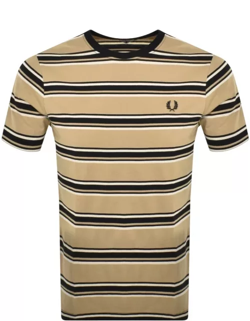 Fred Perry Stripe T Shirt Beige