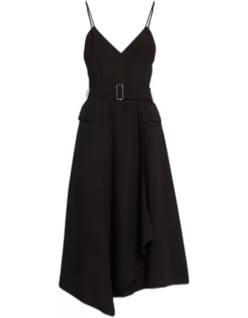 Jacquelyn Belted A-Line Midi Dres