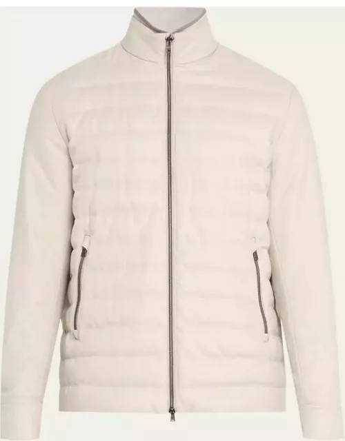 Men's Padded Silk-Cashmere Zip Jacket