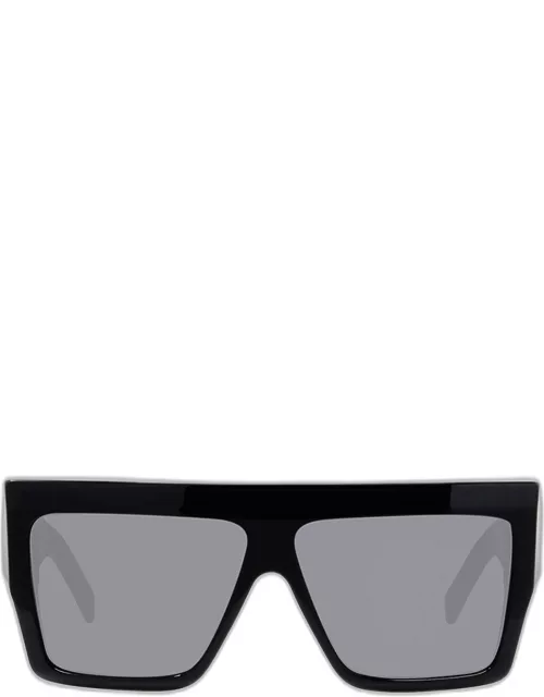 Men's Chunky Rectangle Solid Acetate Sunglasse