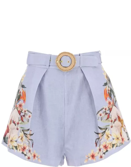 ZIMMERMANN Lexi Tuck linen shorts with floral motif