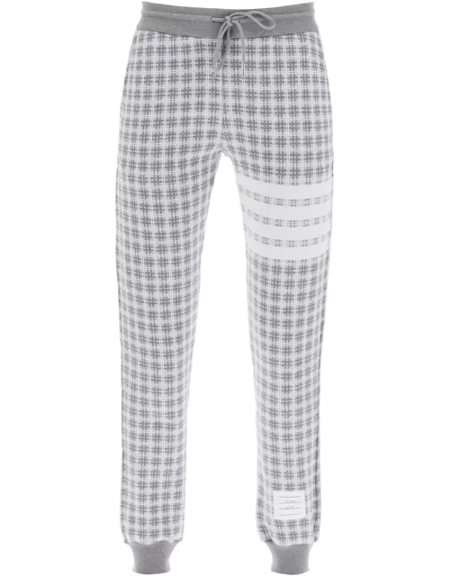 THOM BROWNE 4-bar joggers in check knit