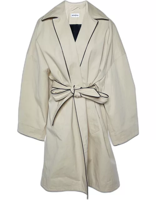 Balenciaga Beige Cotton Belted Cocoon Coat