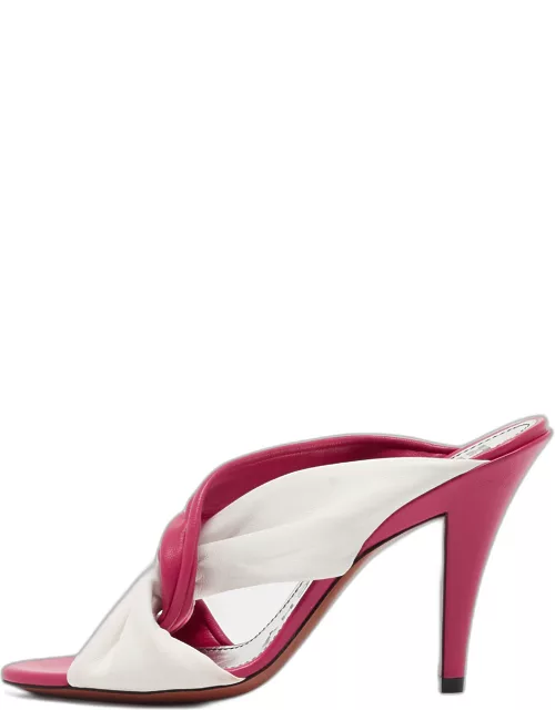 Givenchy Pink/White Leather Slide Sandal