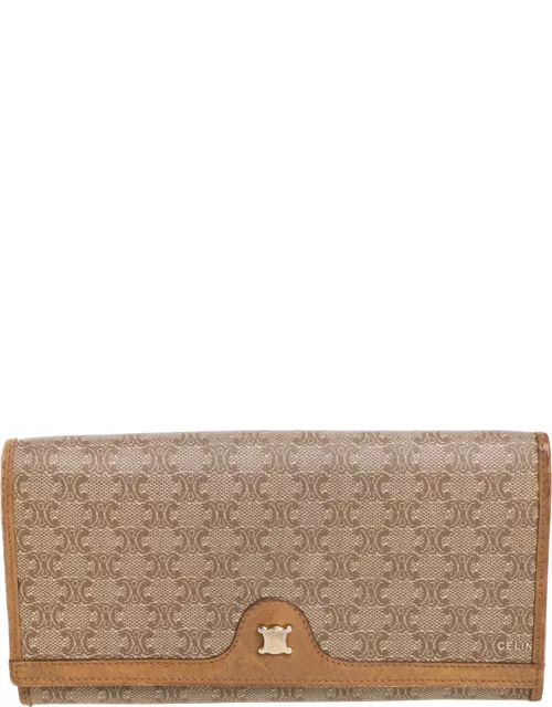 Celine Beige Macadam Coated Canvas and Leather Wallet
