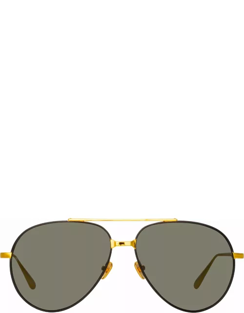 Men's Marcelo Aviator Sunglasses in Black and Yellow Gold