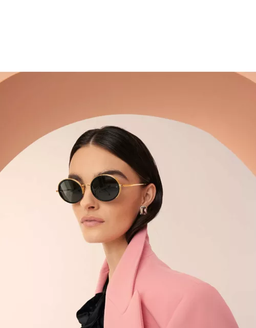 Finn Oval Sunglasses in Yellow Gold