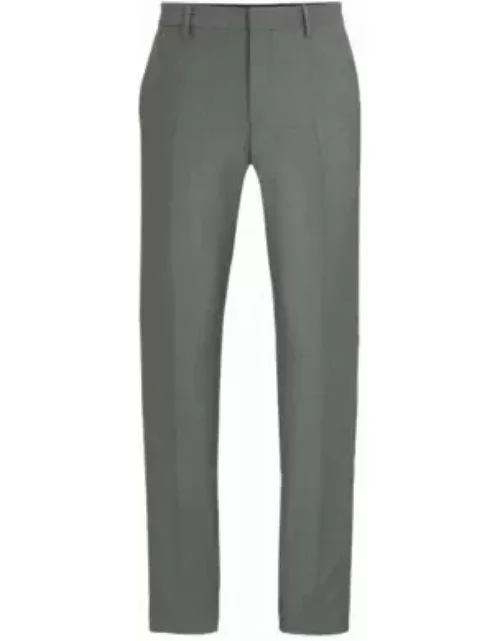 Slim-fit trousers in patterned super-flex fabric- Dark Green Men's Business Pant