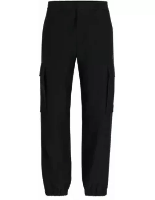 Regular-fit trousers in water-repellent material- Black Men's Casual Pant