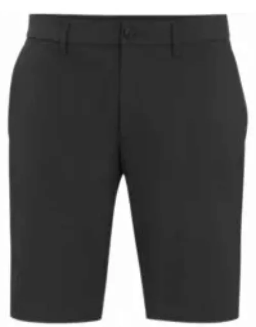 Slim-fit shorts in easy-iron four-way stretch fabric- Dark Grey Men's Short