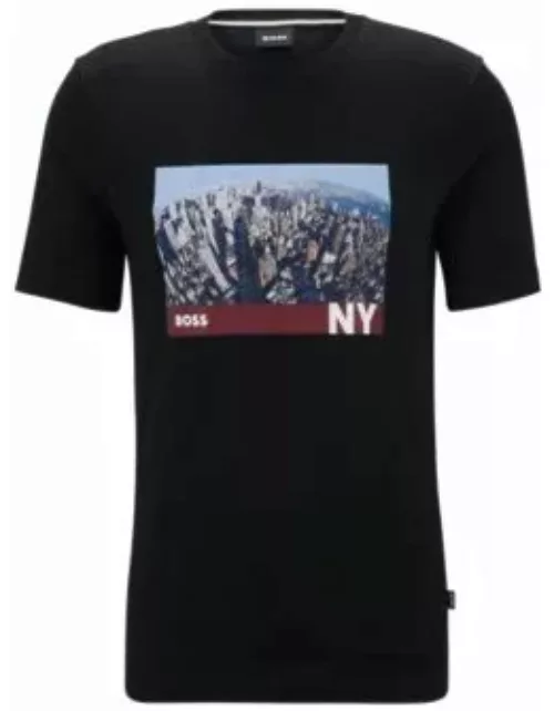 Cotton-jersey T-shirt with mixed-media artwork- Black Men's T-Shirt